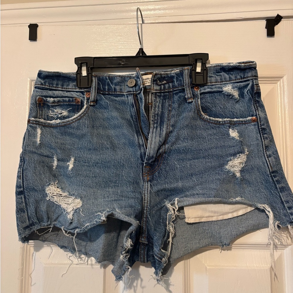 Abercrombie & Fitch Ripped Blue Jean Shorts